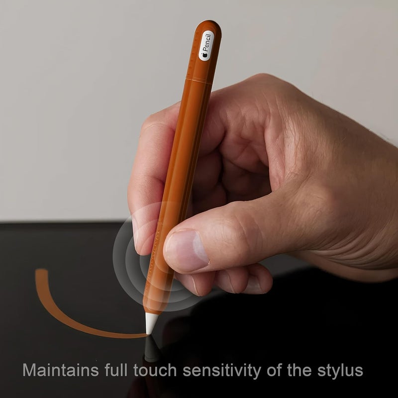 HoldFist Silicone Case Cover Skin Compatible with Apple Pencil (2nd Gen/Pro/USB-C) – Protective Sleeve, Comfortable Grip, Ergonomic Anti-Slip Design, Lightweight & Scratch-Resistant (Brown) - Image 3
